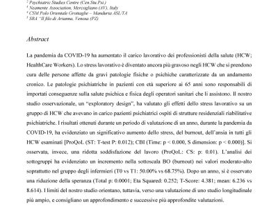 Ansia, speranza e burnout nei caregivers di pazienti psicotici durante la pandemia da COVID-19